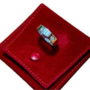Cartier Love Ring 18K White Gold 3 Diamond 5.5mm size 57